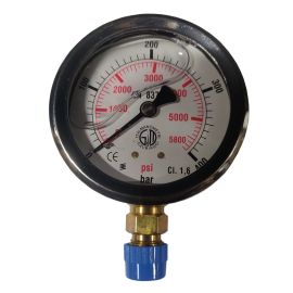 Manometro In Glicerina Da Incasso, Anello Frontale, 63mm, 0 Fino A 100 Bar - Foto 3