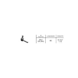 Cuscinetto Terminale Asta Maschio 10 Mm – Filetto Sinistro M10x1.50 – EML, Nuovo