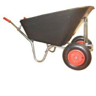 CARRIOLA ZINCATA A  2 RUOTE PNEUMATICHE CON CASSONE IN PLASTICA DA LT. 240