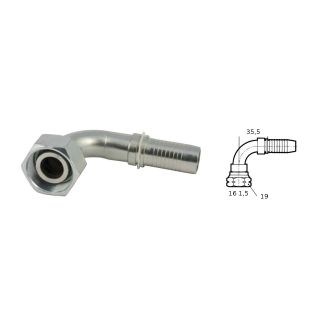FEMMINA CURVA 90°. OGIVA 24°. FIL. 16 X 1,5. DIN 10L PER TUBO 3/8' R2.