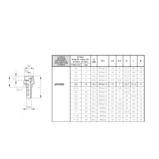 MASCHIO DIRITTO. OGIVA 24°. FIL.16 X 1,5. DIN 10L PER TUBO 3/8' R2.