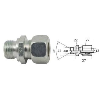 RACCORDO TERMINALE DIRITTO MASCHIO 3/8 PER  TUBO DM. MM. 12