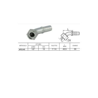 RACCORDO FEMMINA CURVO 45° FIL. 1' ORFS A PRESSARE PER TUBO DA 1/2' R2