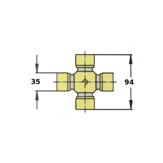 CROCIERA CARDANICA B7. MISURE MM. 35 X 94