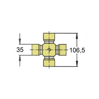 CROCIERA CARDANICA B8. MISURE MM. 35 X 106,5
