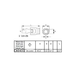 GIUNTO CARDANICO B6 (30X92) 1'3/4 Z6 PER TUBO A TRE COSTE INTERNO