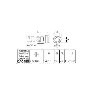 GIUNTO CARDANICO B9 41 X 108.TUBO INTERNO (ART. CA0595).