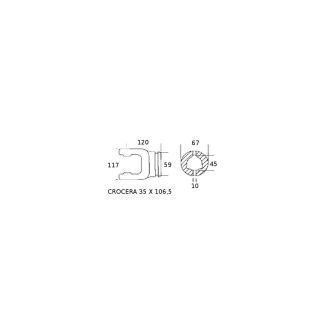 FORCELLA B8 35 X 106 PER TUBO  TIPO VECCHIO PER TUBO TRIANGOLARE INTERNO (ART. CA0395) 'DR' rinforza