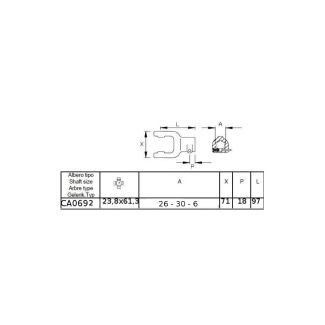 FORCELLA  B2 (23,8X61,3) CALETTATA 26 X 30 X 6 CON  PULSANTE