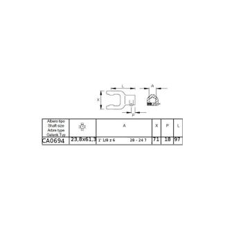 FORCELLA  B2 (23,8X61,3) CALETTATA  1 1/8'-Z6 28X24X7 CON  PULSANTE