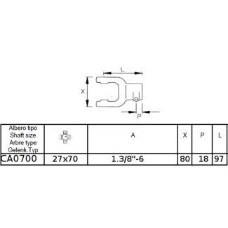 FORCELLA B3 (27 X 70). 1'3\8 Z 6 CON PULSANTE D'ARRESTO