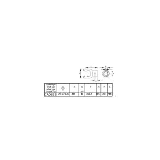 FORCELLA B4 (27 X 74). FORO MM. 30 CON CHIAVETTA DM. MM. 8