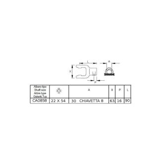 FORCELLA B1 (22 X 54). FORO MM. 30 CON CHIAVETTA DA MM. 8