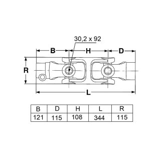 DOPPIO GIUNTO VENERONI B6 (30,2 X 92). 1' 3/8 Z6 - FORO DM. MM. 40