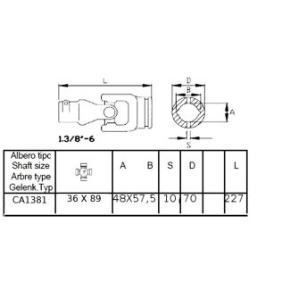 GIUNTO CARDANICO ESTERNO W 2500 (36 X 89) PER TUBO 2A