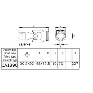 GIUNTO CARDANICO ESTERNO W I (30,2 x 92) TUBO 2A.