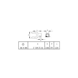 FORCELLA CON PULSANTE W 2500 (36 x 89)  1' 3 /4 Z 20