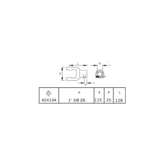 FORCELLA CON PLUSANTE T9 (42 x 104) 1' 3/8 Z 6.