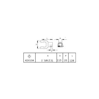 FORCELLA T9  (42X104) 1' 3/8 Z 21 CON PULSANTE. NAZIONALE.