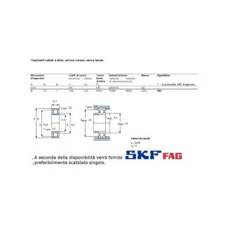 8 22 7 608 CUSCINETTO MARCHIO SKF O FAG