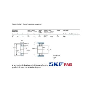 25 62 17 CUSCINETTO MARCHIO SKF O FAG