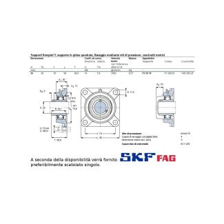 CUSCINETTO C/SUPPORTO MARCHIO SKF TIPO UCF FORO 25 MM O FAG