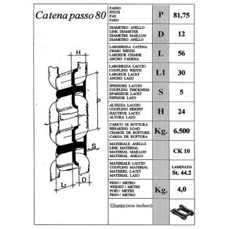 CATENA AD ANELLO DM 12 PASSO  80 PER CARRO SPANDILETAME