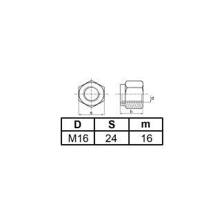 DADO AUTOBLOCCANTE ALTO DIN 982  DM. 16  PASSO 1,50 mm. ZINCATO