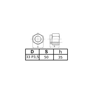 DADO AUTOBLOCCANTE ALTO DIN 982  DM. 33  PASSO 3,5 mm. ZINCATO