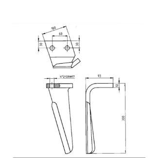 DENTE ERPICE ROTANTE ALPEGO. INTERASSE FORI MM. 60