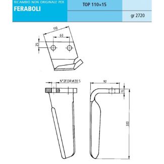 DENTE PER ERPICE adattabile  FERABOLI TOP FS DESTRO E  SINISTRO