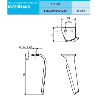 DENTE adattabile KVENERLAND. PIATTO 80 X 120 SPESS.18. DESTRO E SINISTRO.