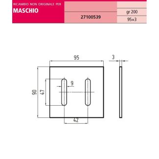 RASCHIATORE adattabile PAKER MASCHIO MM. 95 X 3 X 9