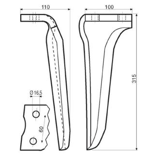  DENTE ERPICE TIPO MULTIPLO DX/SX FORGIATO-ADATTABILE REMAC-PEGORARO-MASCHIO