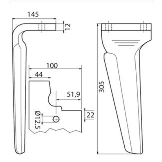 DENTE ERPICE RAPIDO FERABOLI DESTRO SPESSORE mm. 12