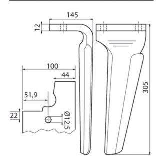 DENTE ERPICE RAPIDO FERABOLI Sinistro SPESSORE mm 12