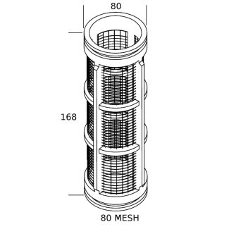 CARTUCCIA MM. 80X170. RETE INOX 80 MESH PER FILTRI SERIE 313/314