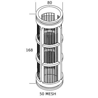 CARTUCCIA MM. 80X170. RETE INOX 50 MESH PER FILTRI SERIE