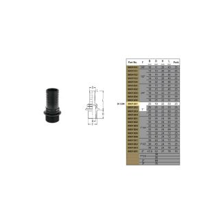 PORTAGOMMA DIRITTO. DM 20 MM. ATTACCO MASCHIO 1' IN PVC NERO