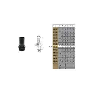 PORTAGOMMA DIRITTO. DM 30 MM. ATTACCO MASCHIO 1' IN PVC NERO