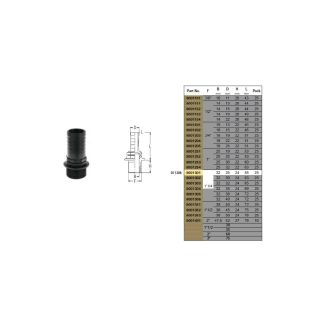 PORTAGOMMA DIRITTO. DM 25 MM. ATTACCO MASCHIO 1' 1/4 IN PVC NERO