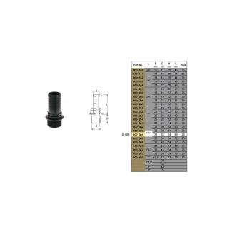 PORTAGOMMA DIRITTO. DM 35 MM. ATTACCO MASCHIO 1' 1/4 IN PVC NERO