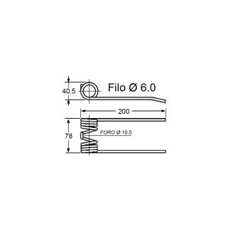 DENTE ROTOPRESSA adattabile CLAAS FORO MM. 10. FILO MM. 6