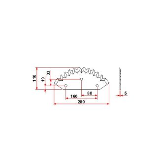 COLTELLO LAZZARONI A 3 FORI DENTATO 280X110