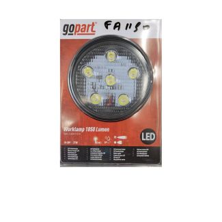 FARO ROTONDO  DA LAVORO A 6 LED 10/30V,  27W, 1850 LUMENS.