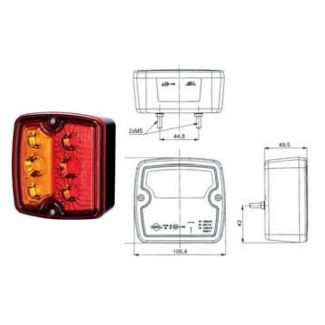 FANALE POSTERIORE 3 FUNZIONI A LED 12/24V. COMPLETO DI 1 MT. CAVO 4X0,50 MMQ