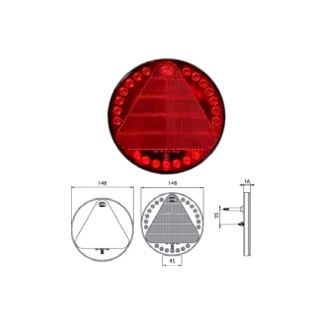 FANALE POSTERIORE RIMORCHIO A 4 FUNZIONI LED 12/24 V. DIAM MM. 0,148 USCITA CAVO MM 500