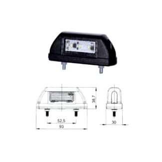 FANALE LUCE TARGA A LED 12/24 V. CON CAVO MT. 0,50 2X0,75 MMQ