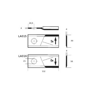 LAMIN0 ROTANTE POTTINGER DESTRO 112x48 FORO 21 SPESSORE MM. 4