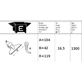 MAZZA TRINCIASARMENTI TIPO RM-47 DM. foro mm. 16,5